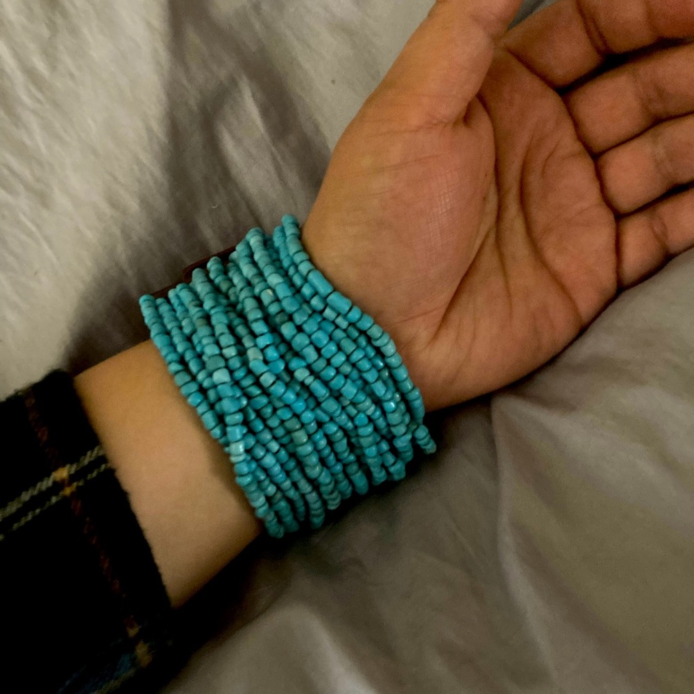 Turquoise beaded bracelet cuff